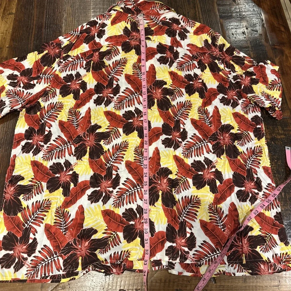 Island‎ Passport Hawaiian  Shirt Mens 3XL Button Up Floral 100% Rayon